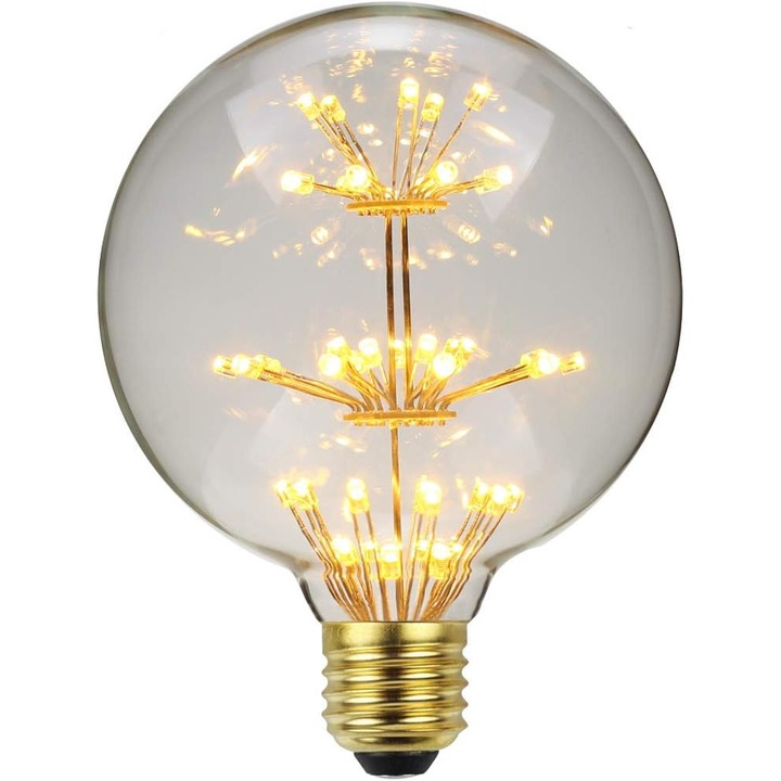 Bec LED Vintage E27 3W 150 lumeni alb cald, set decorativ