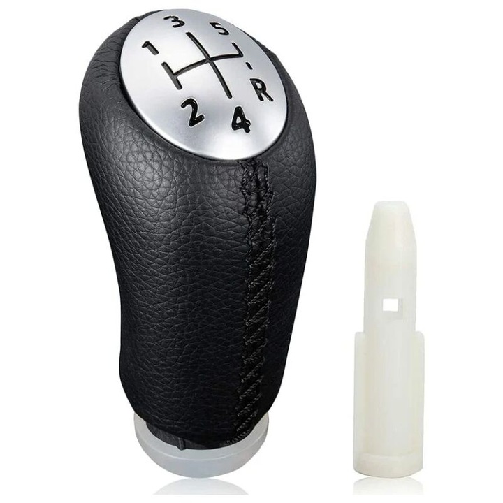 Buton schimbator manual 5 trepte, negru, cu adaptor, pentru Renault Clio III, Megane II, Laguna, set accesorii auto