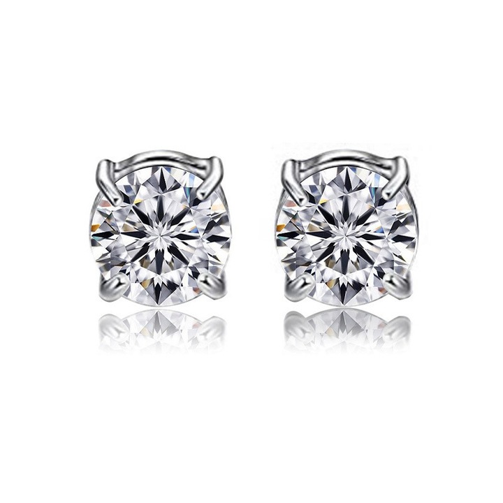 Cercei magnetici clip-on, argintii 8mm, set de 2 perechi, fara piercing