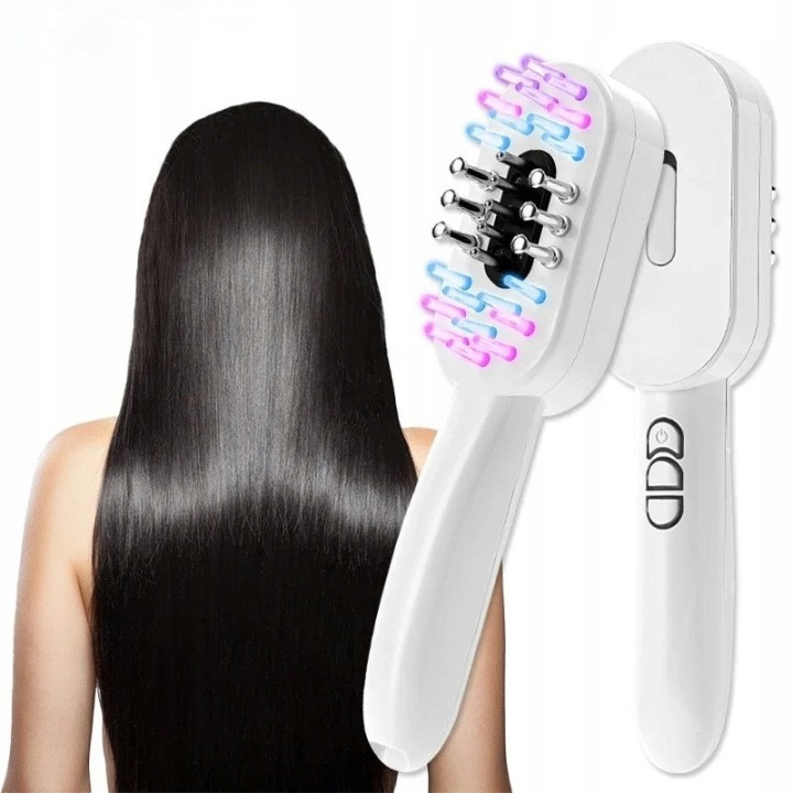 Perie electrică de masaj pentru scalp, terapie prin lumina, albă