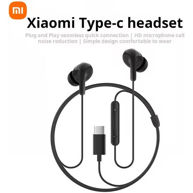 Casti cu Fir Premium Xiaomi Mufa USB-C IP54 Microfon pe fir cu Functie de Reducere a Zgomotului si Volum Control Negru Cutie Originala