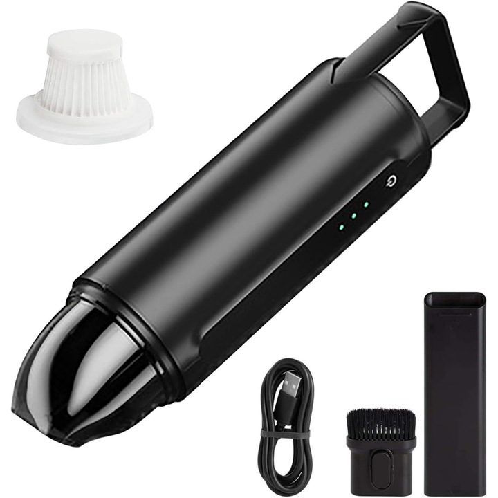 Aspirator auto portabil fara fir, putere de aspiratie 5000PA, capacitate 0.3L