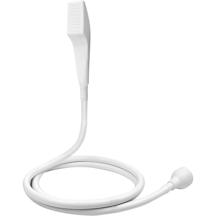 Baterie sanitara cu duza retractabila, 1.5m, plastic, alb, set