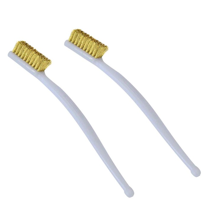 Set de 2 perii din alama, perie mini pentru curatarea ruginii si a resturilor de la sudura imprimantei 3D, alb, 17.5x1.2x2cm