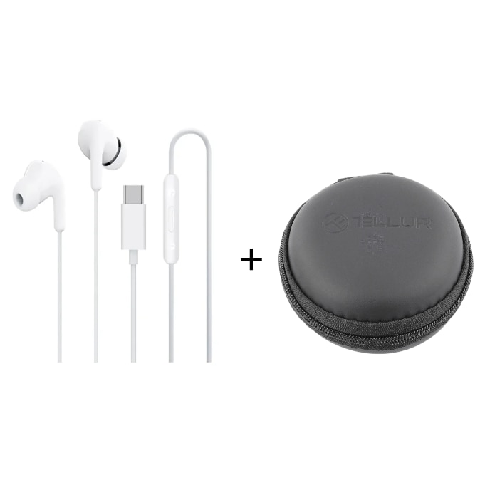 Casti cu Fir Premium Xiaomi Mufa USB-C IP54 Microfon pe fir cu Functie de Reducere a Zgomotului si Volum Control Alb Cutie Originala
