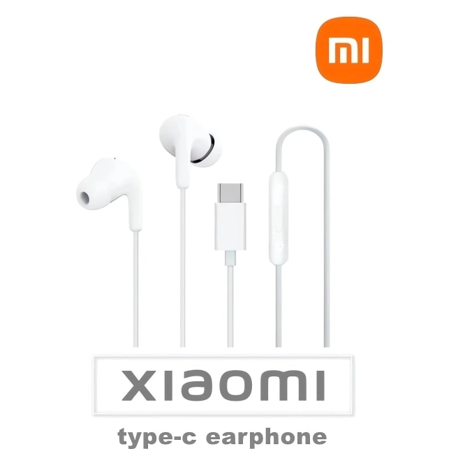 Casti cu Fir Premium Xiaomi Mufa USB-C IP54 Microfon pe fir cu Functie de Reducere a Zgomotului si Volum Control Alb Cutie Originala