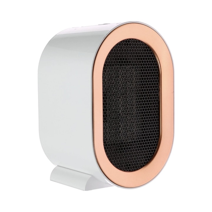 Aeroterma aer cald, electrica, 2 trepte, 1.2 kW, termostat, protectie la supraincalzire, 12 x 13 x 21 cm, alb, cablu 1.2 m, 220V