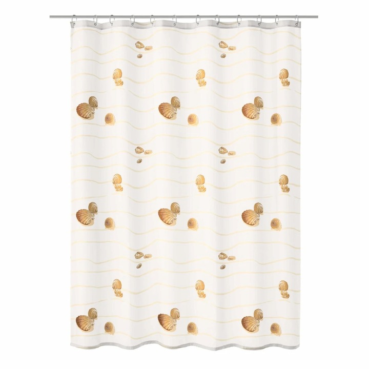 Perdea dus Kleine Wolke Miami 34171, model scoici, alb + bej, 180 x 200 cm