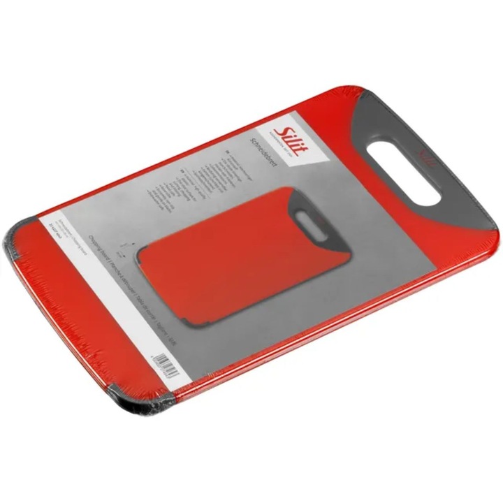 Tocator Silit antibacterian, rosu, 32 x 20 cm, Plastic de inalta calitate, Nu toceste lamele