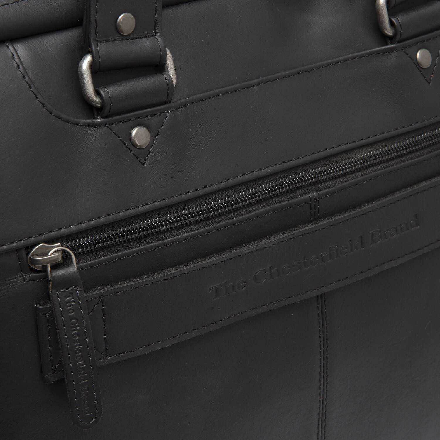 Geantă laptop Montara, The Chesterfield Brand, piele naturală, negru, 37x9x31cm