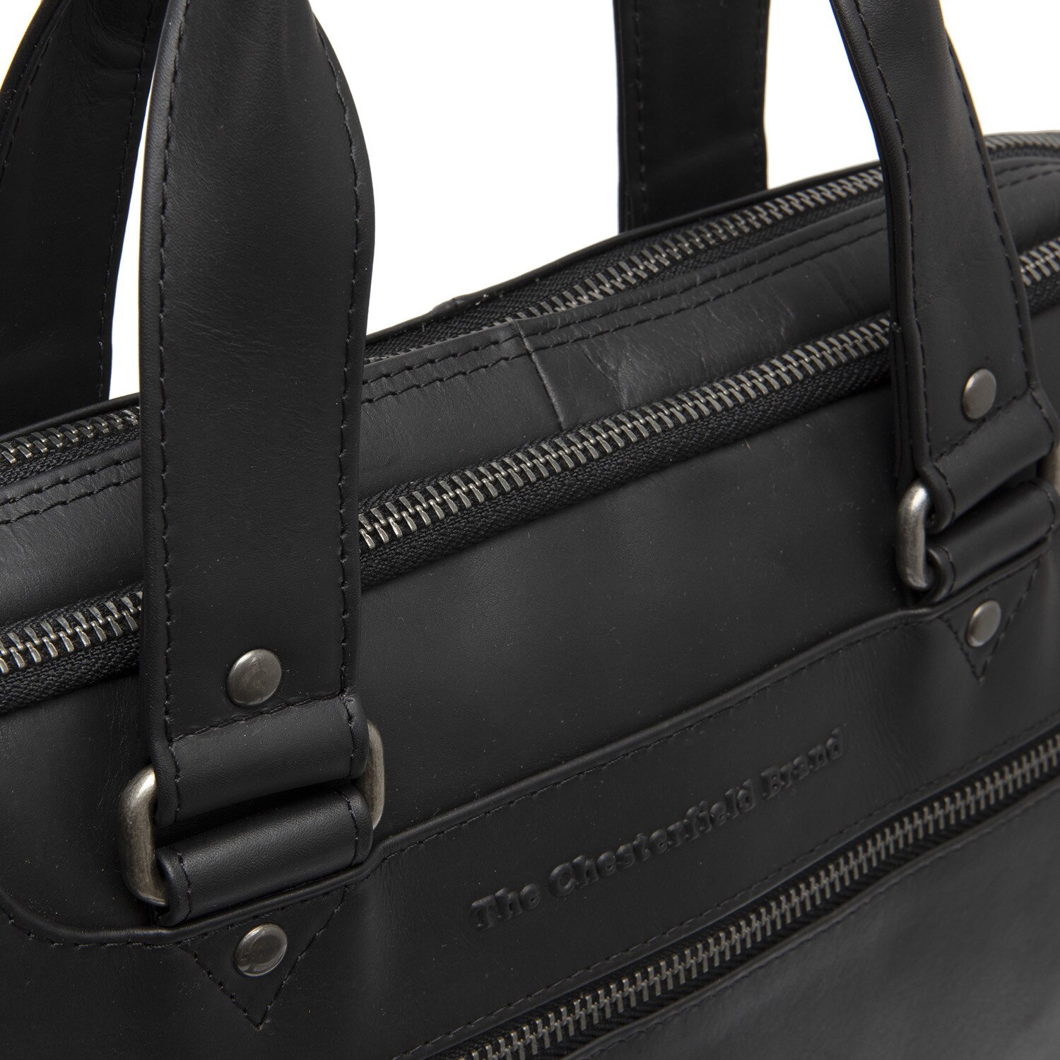 Geantă laptop Montara, The Chesterfield Brand, piele naturală, negru, 37x9x31cm