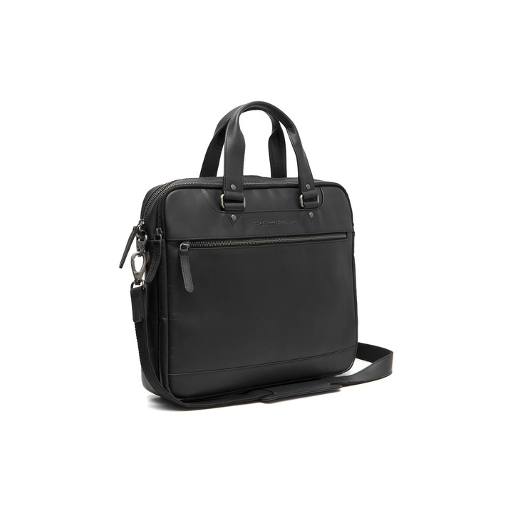 Geantă laptop Montara, The Chesterfield Brand, piele naturală, negru, 37x9x31cm