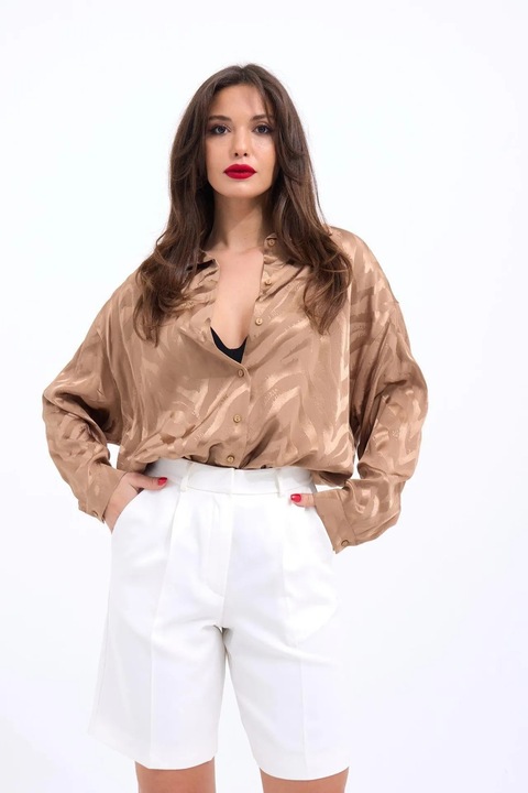 Camasa dama, JANES, croiala lejera, maro, bumbac