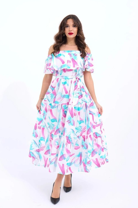 Rochie midi JANES, multicolor, bumbac, Multicolor