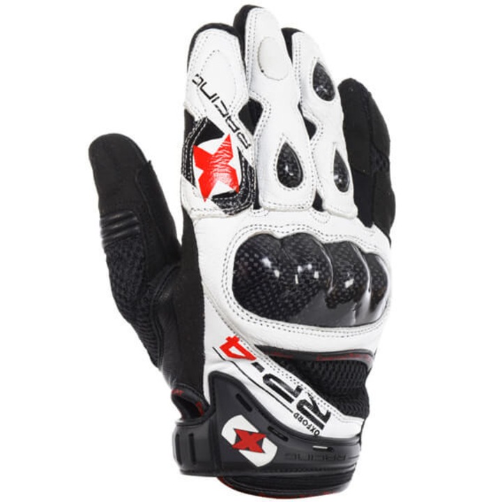 Mănuși moto OXFORD RP-4 Summer piele-textil negru-alb cu protecție