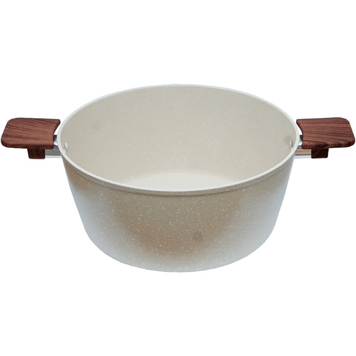 Oala granit 28 cm 7.5 L antiaderenta bej fara capac Adison