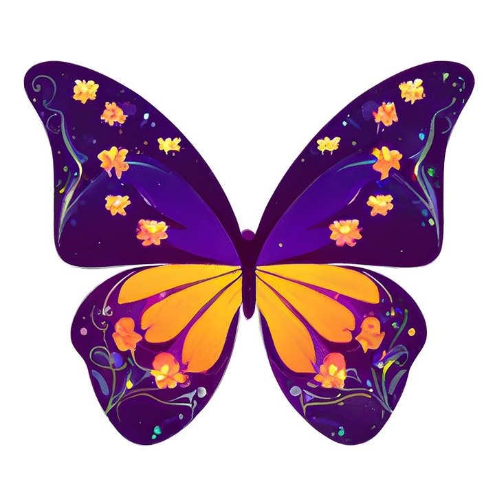 Sticker decorativ, Fluture, Mov, 70 cm, 8609ST