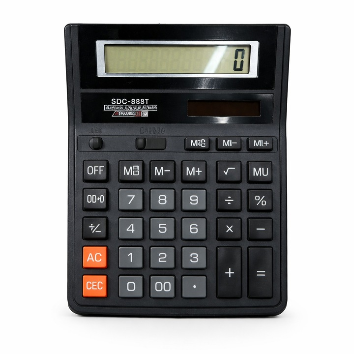 Настолен Калкулатор 12 Разряда, 19.5x15.5 см, Голям LCD Дисплей, Електронен Калкулатор с Памет и Процент за Офис, Счетоводство, Магазин и Училище