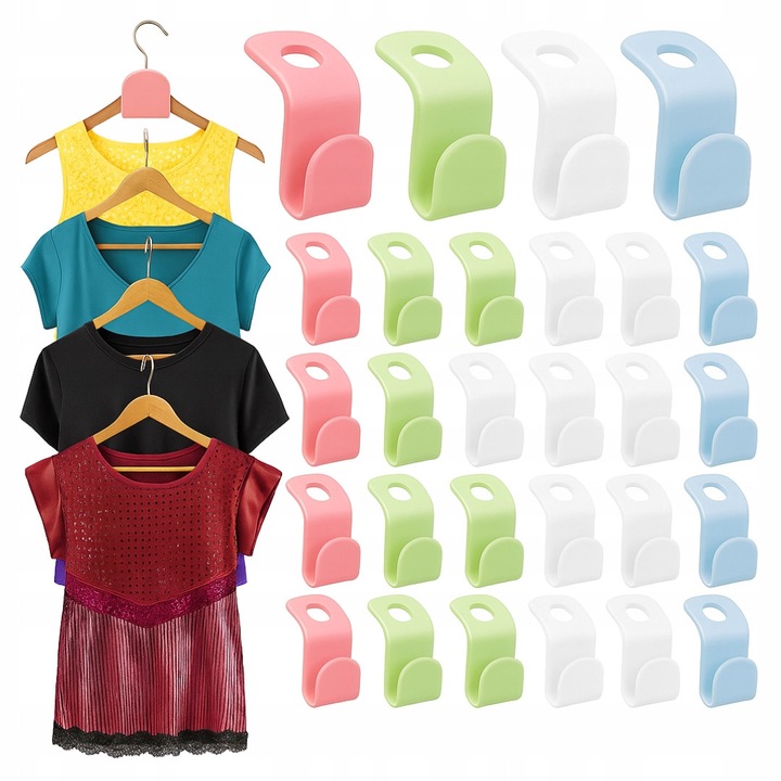 Set 100 mini clipsuri pentru umerase, organizare haine, multicolor, 4 cm x 2 cm