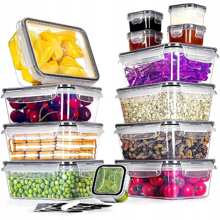 13 darab átlátszó műanyag élelmiszertároló doboz, 8x840ml és 5x60ml, BPA-mentes, mosogatógépben mosható