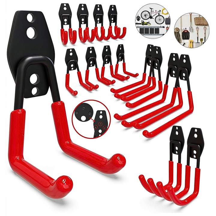 14 db nagy teherbírású garázskampó, szerszámokhoz, 3 pontos hegesztés, 42 kg teherbírás, többszínű