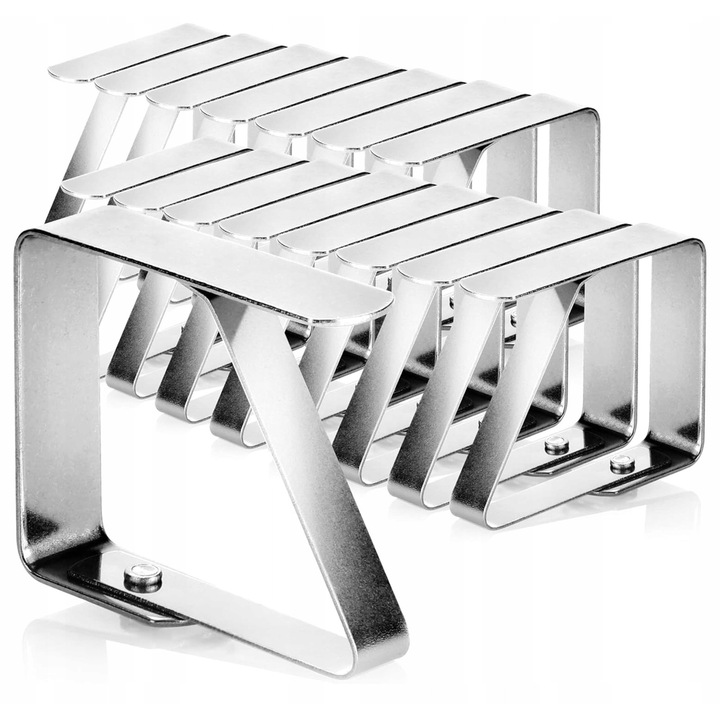 Комплект от 16 щипки за завивки, неръждаема стомана, 13x40x47мм, сребърни, устойчиви на вятър и дъжд