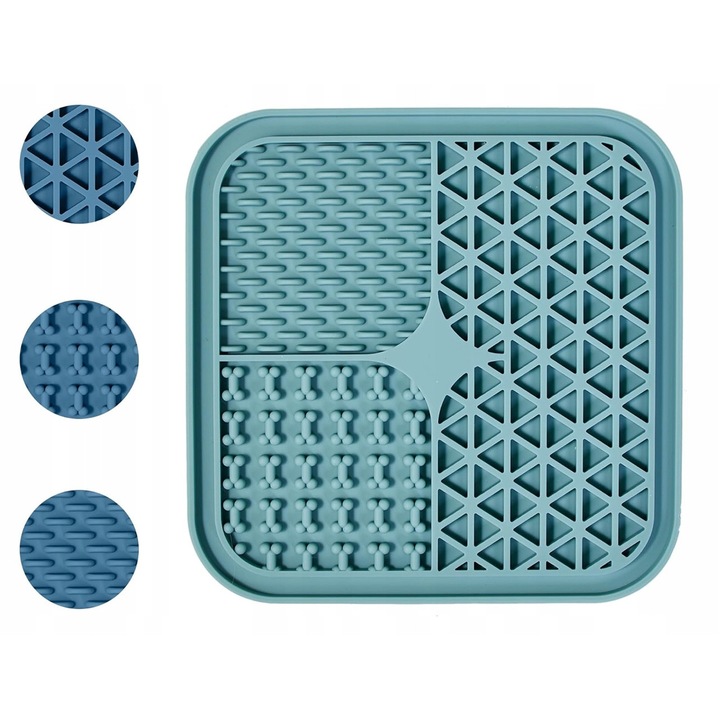 Set 2 bucati covorase pentru caini si pisici, silicon, 20x20cm, cu ventuze, usor de curatat
