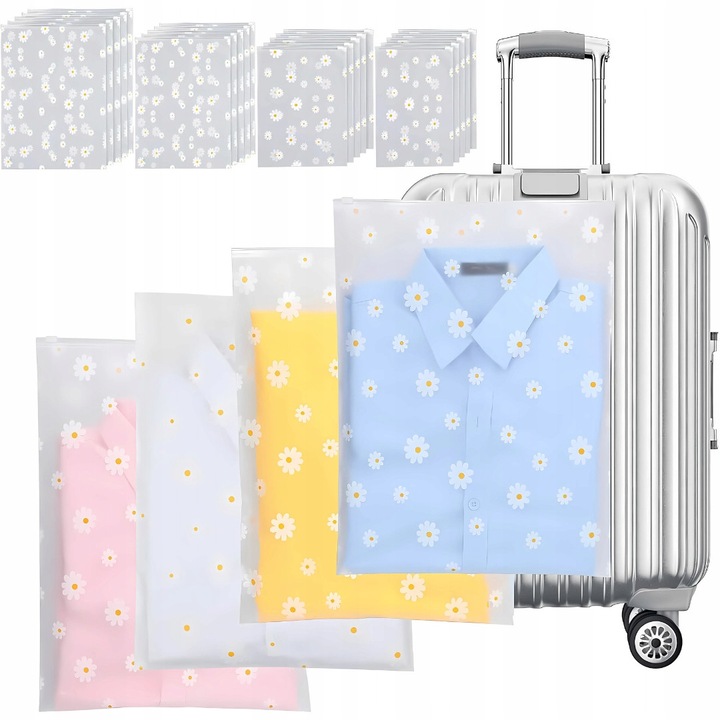 Set 20 organizatoare transparente pentru haine, 4 dimensiuni, 20x30cm, 25x30cm, 27x35cm