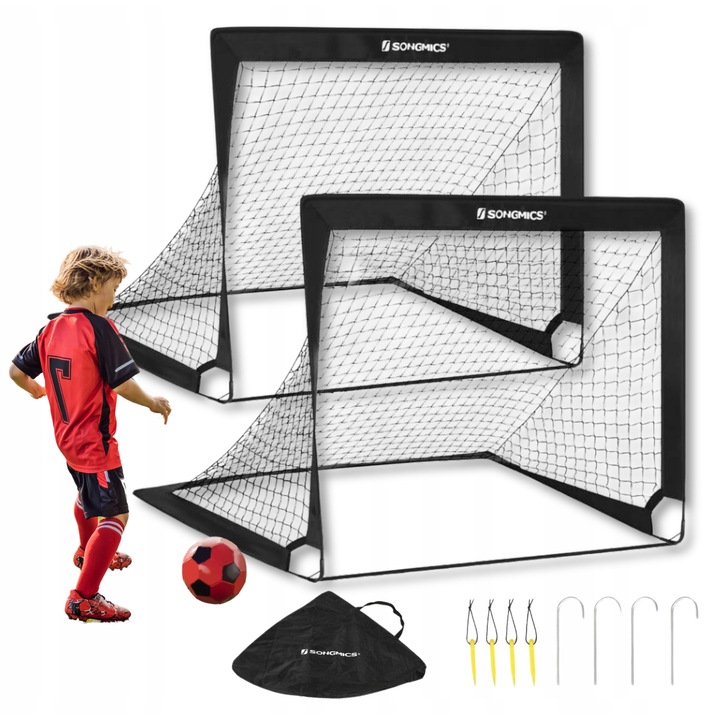 Set 2x porti de fotbal pentru copii, Inny, prietenoase cu mediul, portabile, dimensiuni variate.