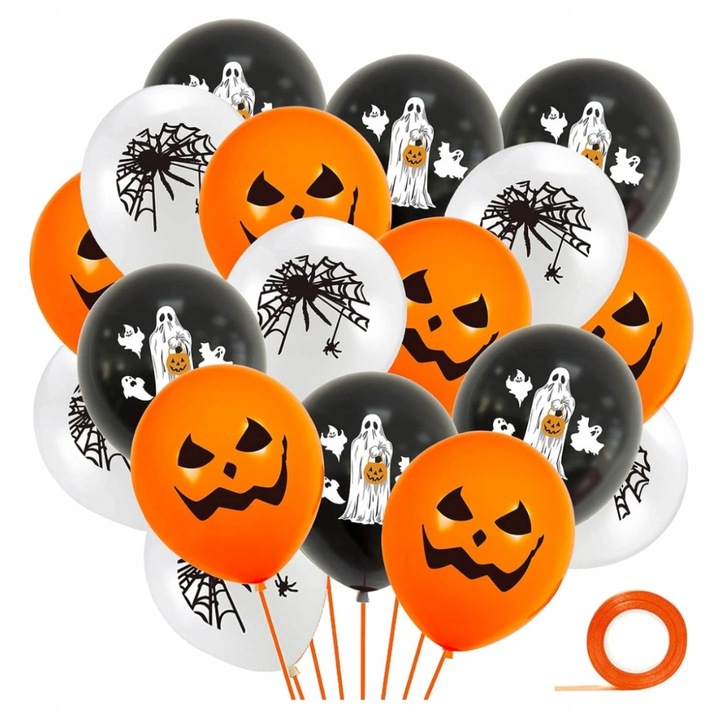 18 darabos Halloween latex léggömb készlet, tök dekoráció, többszínű