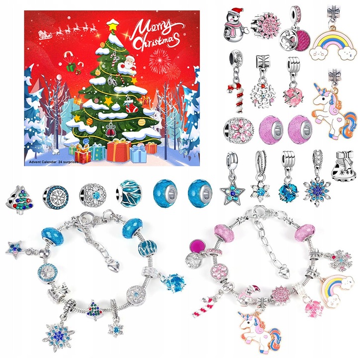 Set bratari charms pentru copii, 24 piese, multicolor