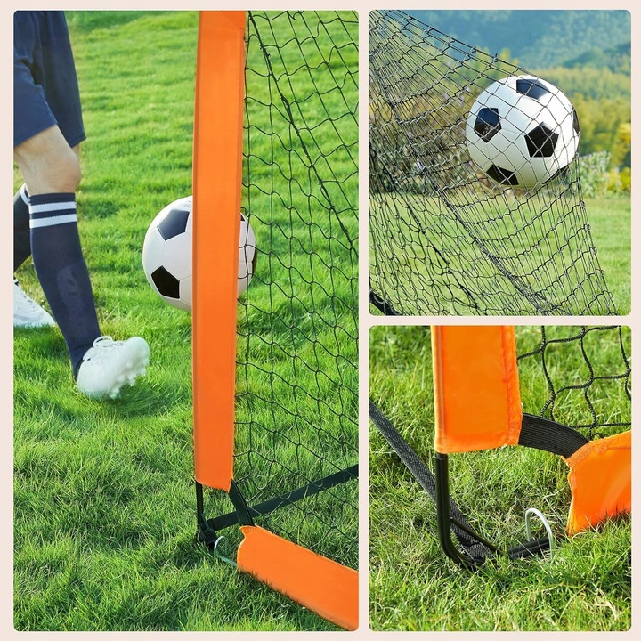 Set 2 Porti de Fotbal pentru Copii cu Tarca si Pacholki, Niebieski, 120x90x90cm