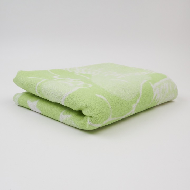 Pled Cozy Blankets, 100% bumbac, 100x140 cm, alb, verde