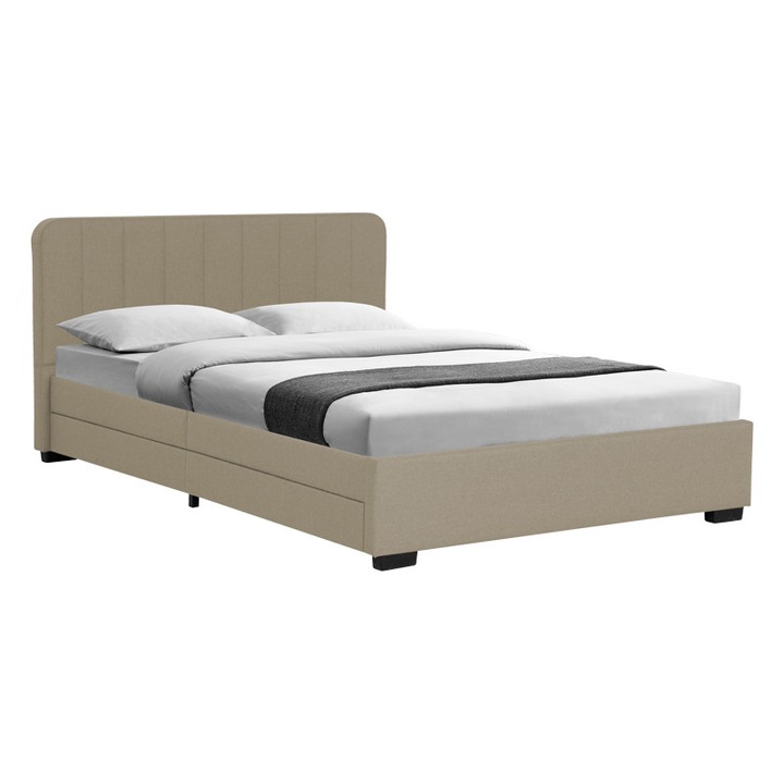 Pat dublu Pako World Veloty, bej, 150x200 cm, cu spatiu de depozitare integrat