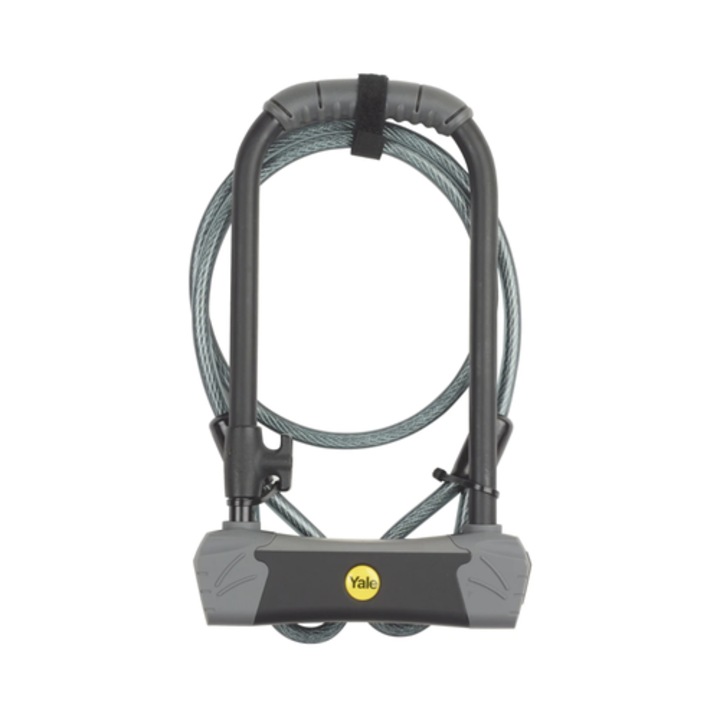 U-образна ключалка за велосипед, Yale, с ключ, максимална сигурност, 23 см, стомана, 1.74 кг, 4 ключа