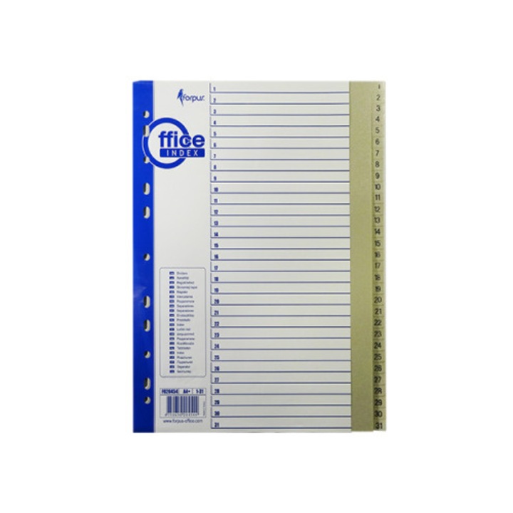 Index Separator Plastic A4 (1-31), Separatoare Documente Numerotate pentru Biblioraft, Organizator Documente Birou si Arhivare