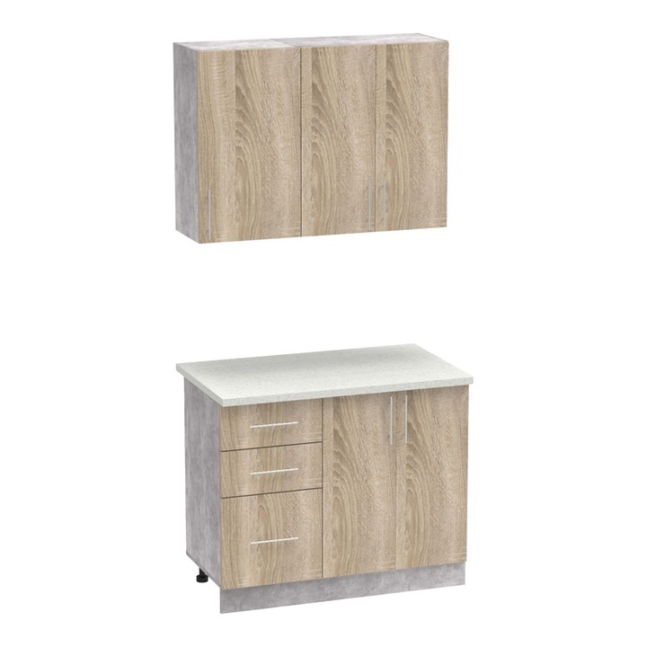 Set mobila bucatarie Pako World Festa I, stejar sonoma/gri deschis, 100x60x85 cm