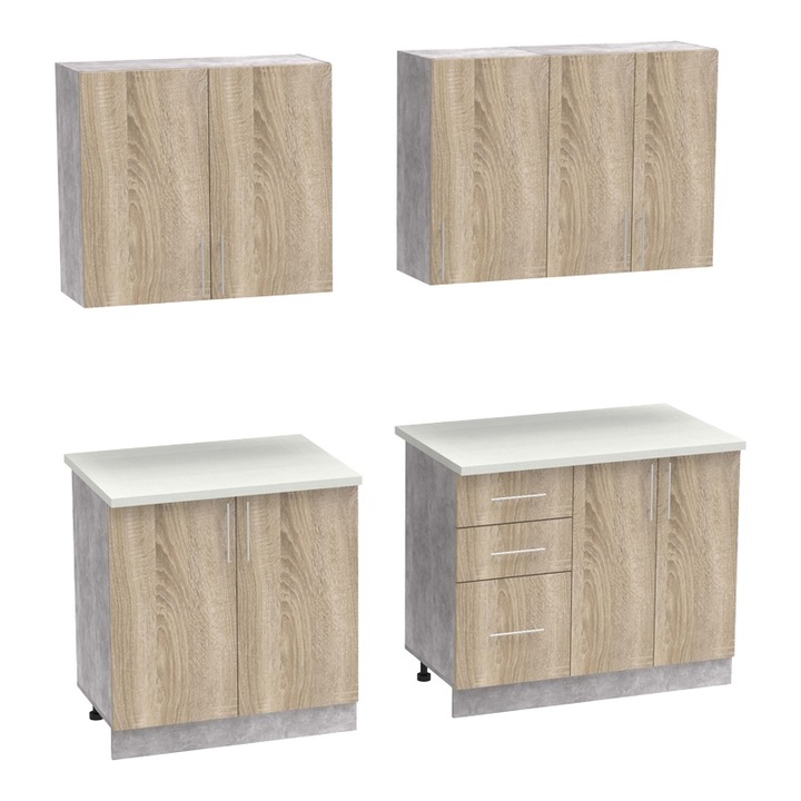 Set mobila de bucatarie Festa V, stejar sonoma/gri deschis, 160x60x85 cm