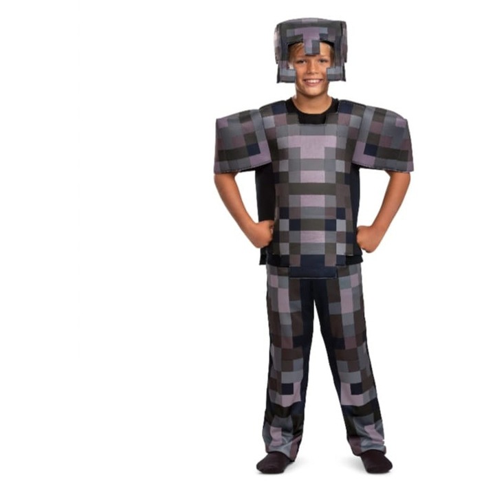 Costum pentru băieți, MASHASHOP, Minecraft, set cu salopetă și caciulă, multicolor, 8-9 ani