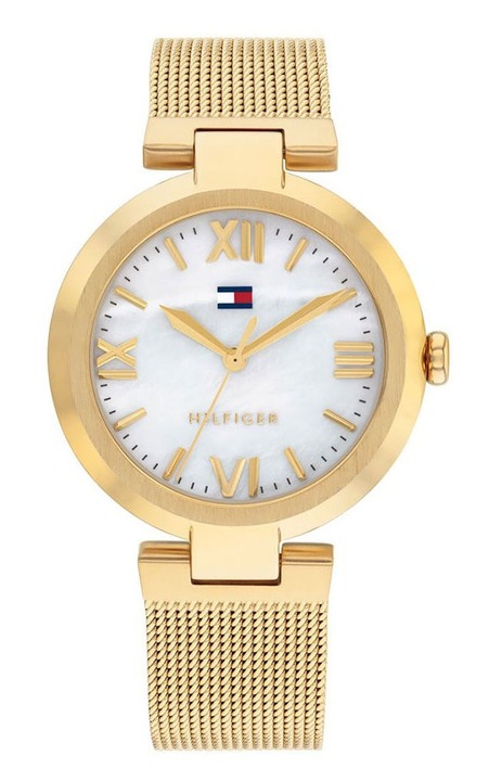 Ceas dama Tommy Hilfiger Alice 1782634, analogic, margaritare, cu bratara metalica aurie, 34mm