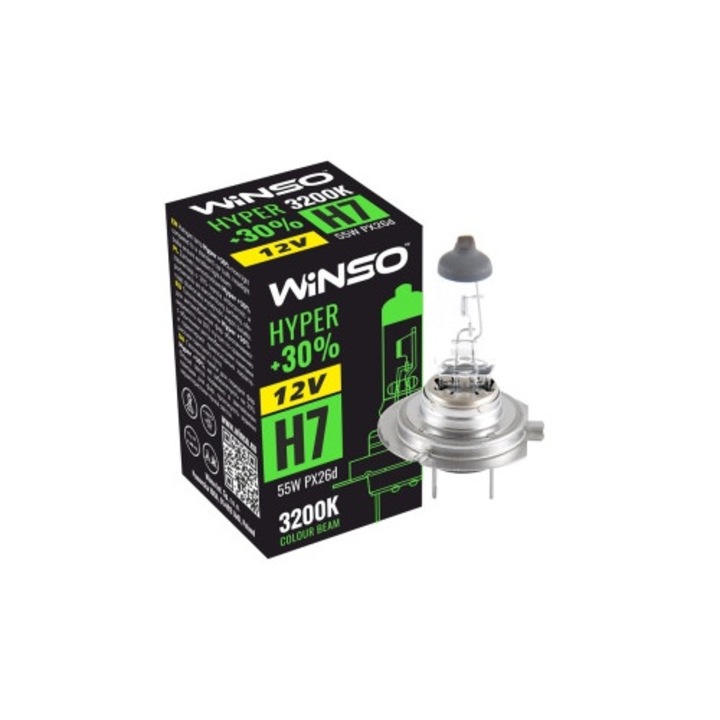 Bec Halogen Winso Hyper +30% H7 - 12V, 55W PX26d ● 3200K