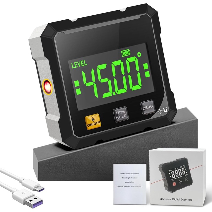 Ceas de perete digital LED mare, reglabil, negru, 40x15cm