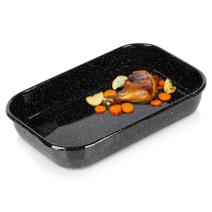 Tava de copt, Artemis, emaliata, 4,8L, 38x24,5x7cm, neagra