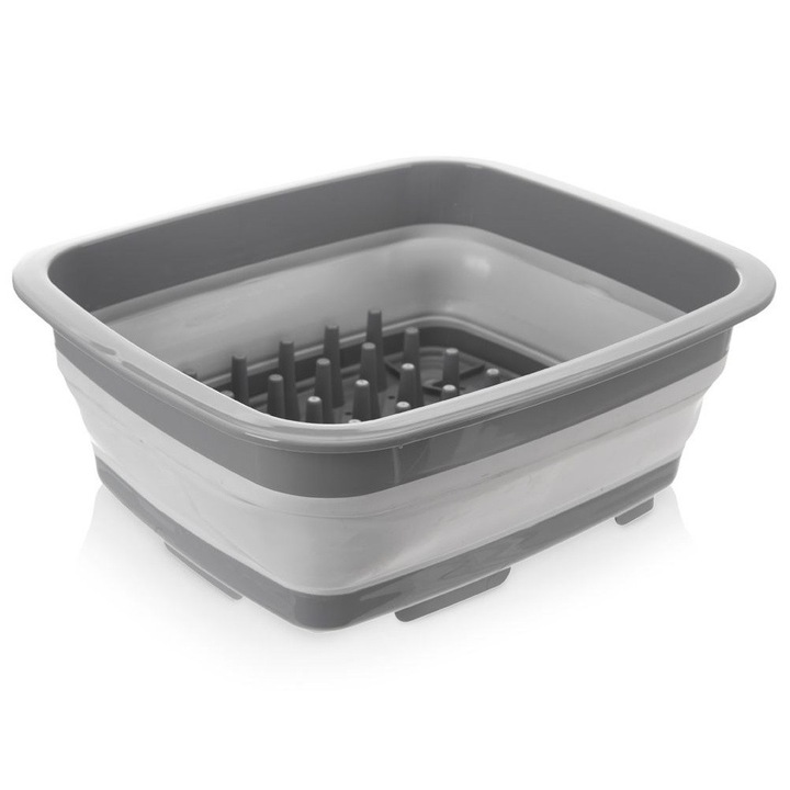 Artemis összecsukható edényszárító, szilikon, szürke, 37x31,5x14,5cm