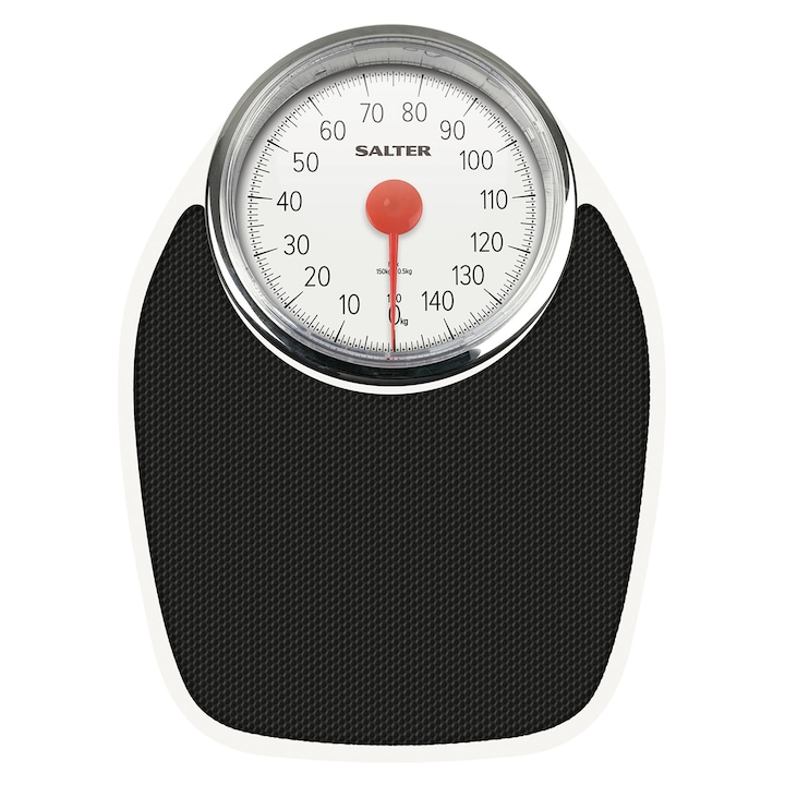 Cantar personal mecanic Salter 195 WHKR, Cantar de fitness, Cantar de corp, Capacitate maxima de 150 kg, Suprafata mare de trepte, Afisaj mare de 18 cm, Cantar de baie, Suprafata cauciucata, Masurare in kilograme