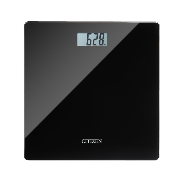 CITIZEN HMS324 Cantar digital alb/negru.Design subtire, comparabil cu rezultatele masuratorilor anterioare, design subtire cu masurare instantanee a greutatii, afisaj LCD si sticla calita