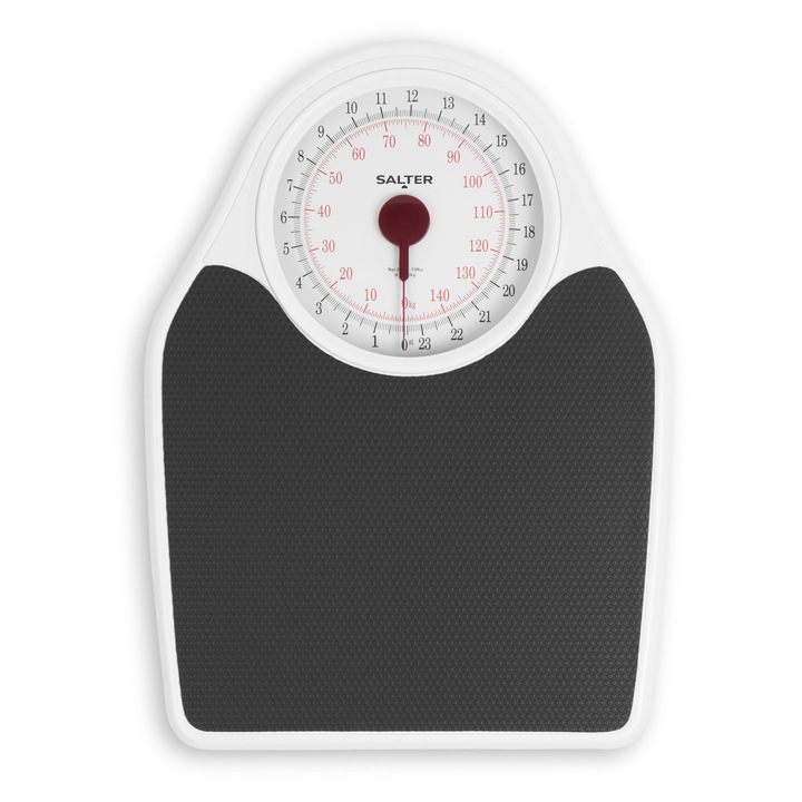 Cantare mecanice de baie Salter, Cantare medicale analogice cu afisaj mare, usor de citit, covoras de vinil anti-alunecare, fara baterie, cantarire precisa in kg/st/lb, design retro atemporal