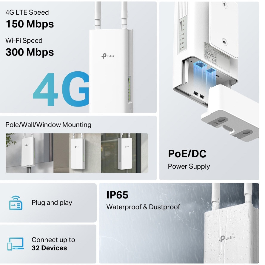 Router Wireless de exterior TP-Link TL-MR100-Outdoor, 4G, Dual-Band ...