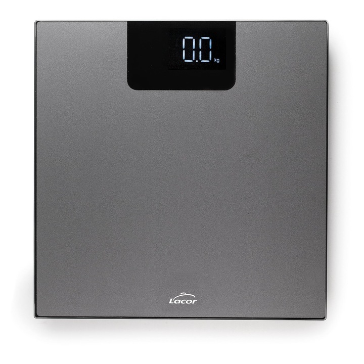 LACOR, 61743, Cantar personal digital, de inalta precizie, design modern, sticla securizata anti-alunecare, ecran LCD iluminat, 28, 5 cm x 28, 5 cm