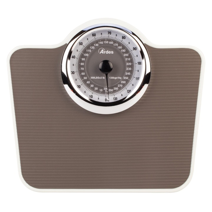 ARDES, AR2PP2M Cantar de baie mecanic fara baterii, stil vintage, cu covoras antiderapant, greutate in kilograme si lire sterline